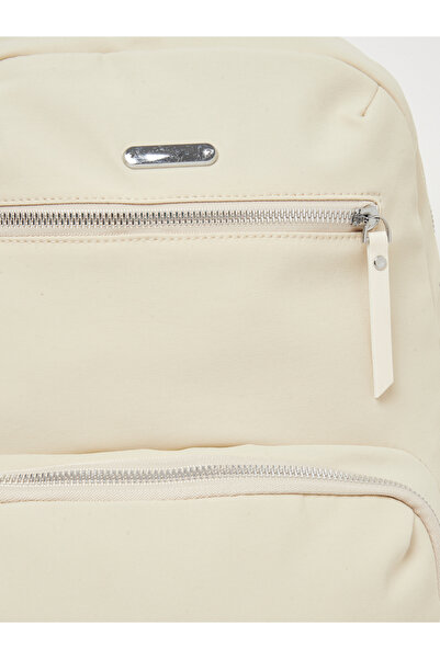 Styli Women Cream Front Zipped Backpack