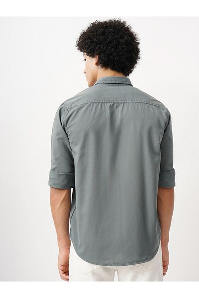 British Club By Styli Solid Regular Fit Cotton Shirt with Flap Pockets
