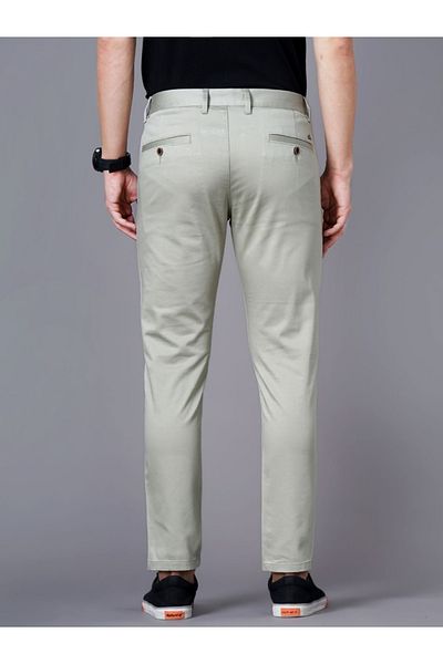 British Club By Styli Men Olive Sim Fit Flat-Front Chinos
