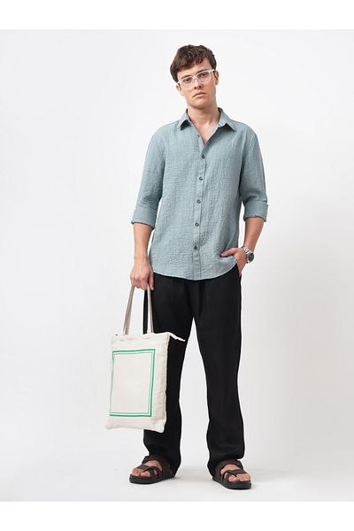 British Club By Styli Textured Spread Collar Slim Fit Shirt