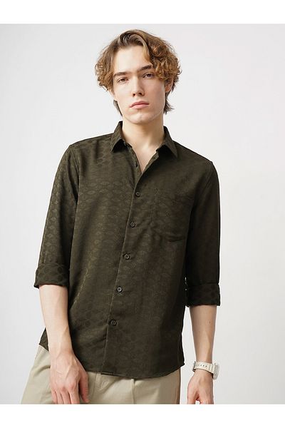 British Club By Styli Textured Spread Collar Regular Fit Shirt