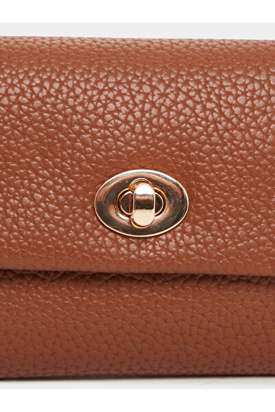 Styli Women Brown Textured Twist Lock Wallet