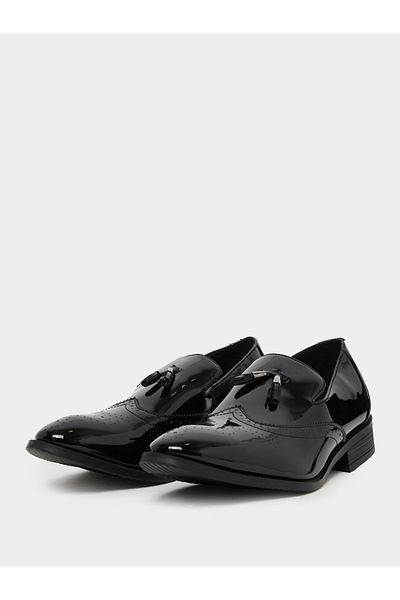 Styli Textured Pointed Toe Slip On Formal Shoes