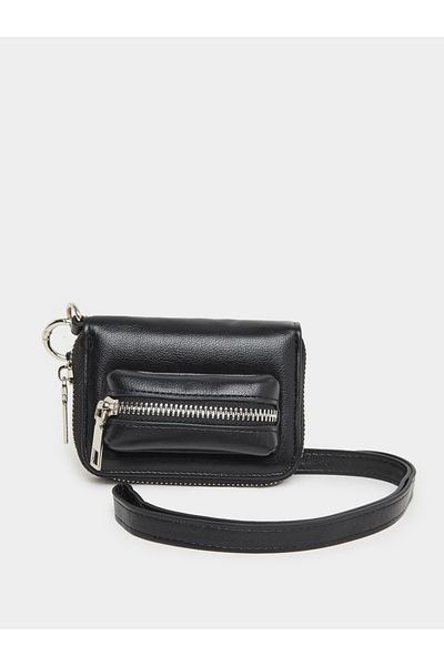 Styli Black Long Strap Zip Pocket Bum Bag