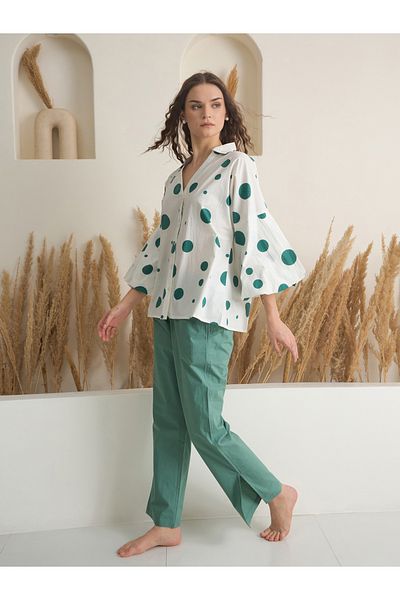 Sanskrutihomes By Styli Printed V-Nek Top and Pants Co-Ords