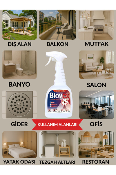 Biovex Premium UL İnsektisit Haşere İlacı Hamam Böceği, Tahta Kurusu, Karınca, Kene, Karasinek 1 L