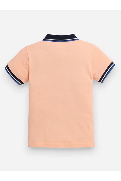 Victor and Jane By Styli Boys Orange Embroidered Detail Short Sleeve Polo T-Shirt