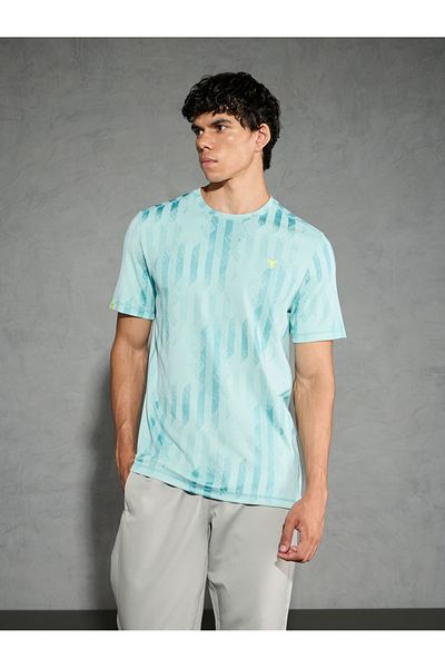 Technosport By Styli Green Jacquard Slim Fit Crew Neck T-Shirt