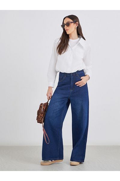 Styli Women White Plain Collared Shirt