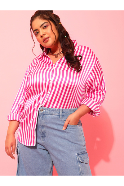 STREET 9 By Styli قميص مخطط بأزرار بقصة عادية