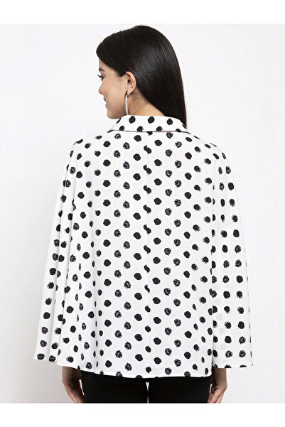 Kassually By Styli Polka Dot Print Cape Sleeve Shirt