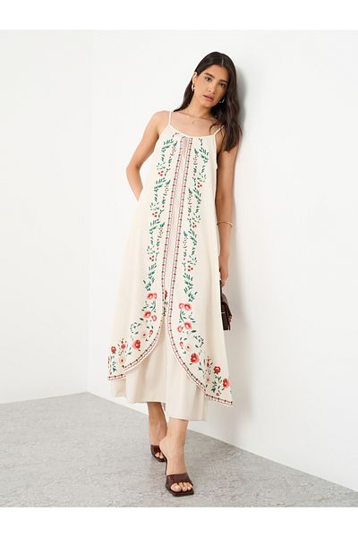 Styli Floral Print Strappy Maxi Dress