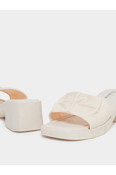 Take Two By Styli Textured Strap Block Heel Slip On Sandals