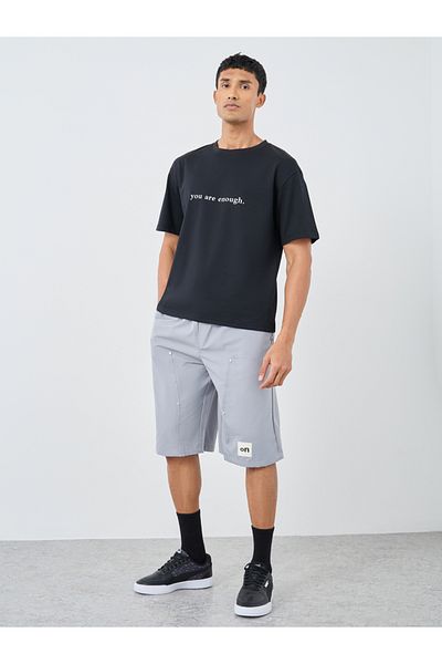 Styli Slogan Print Crew Neck Oversized T-Shirt