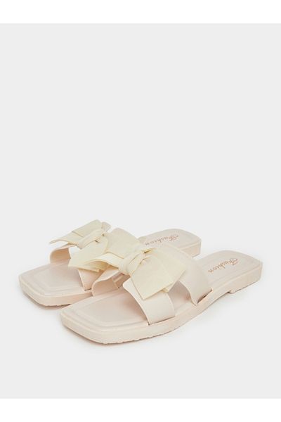 Take Two By Styli Solid Bow Detail Flat Sandals