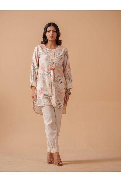 DW By Styli Floral Printed Pure Cotton Tunic with Trousers Co-Ords