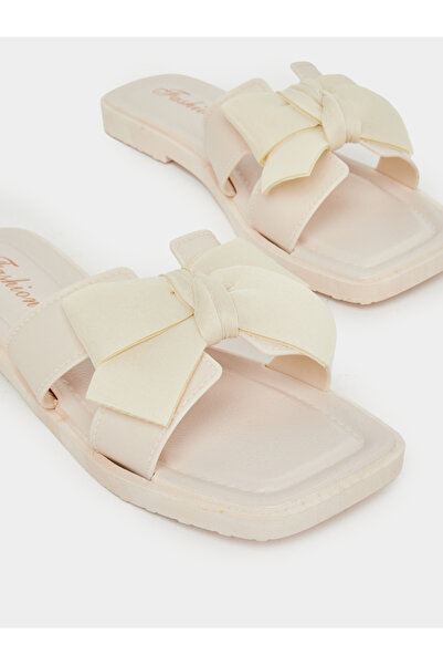 Take Two By Styli Solid Bow Detail Flat Sandals