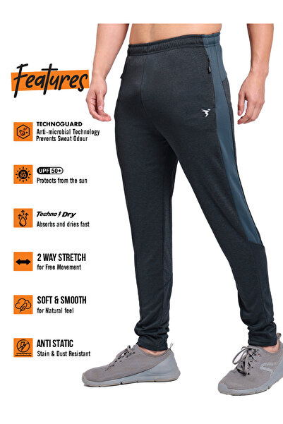 Technosport By Styli Contrast Side Panel Slim Fit Track Pants