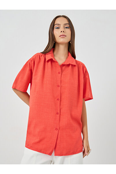 Styli Solid Short Sleeve Oversized Shirt