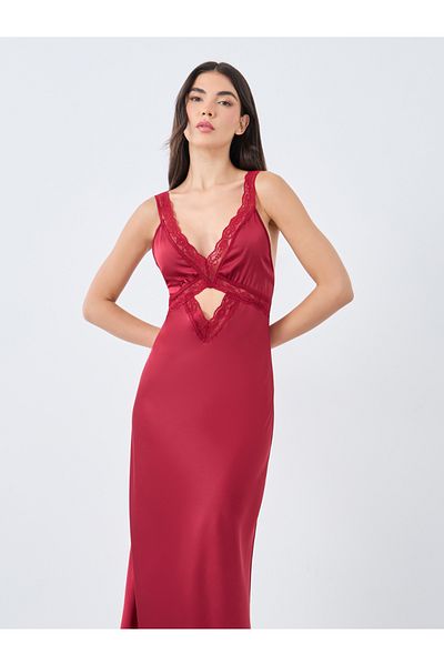 Styli Lace Detail Cut Out Slip Dress