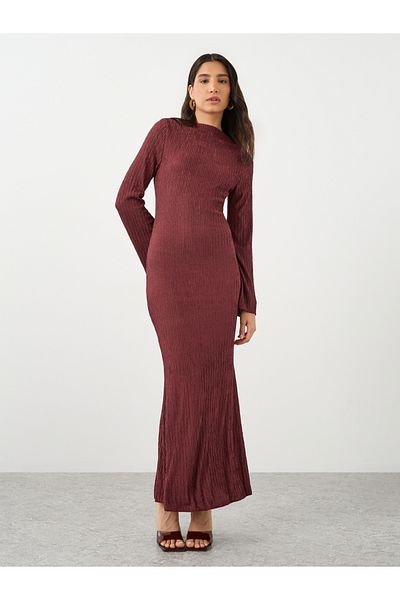 Styli Textured Bell Sleeves Maxi Dress