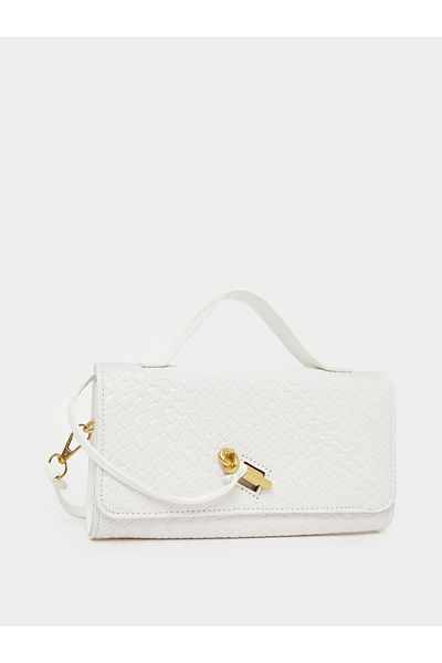 Styli Textured Clutch with Top Handle and Removable Shoulder Strap