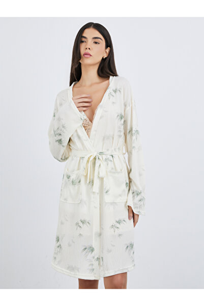 Styli Tropical Print Tie Side Robe