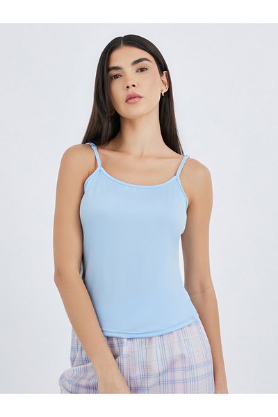 Styli Solid Cami Top and Checked Pattern Pyjama Set