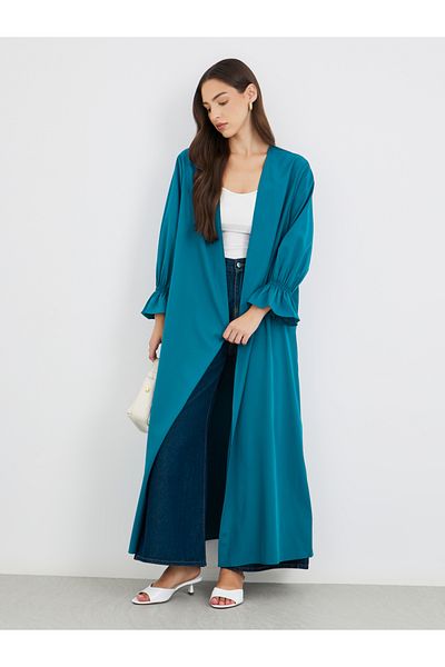 Styli Solid Smocking Cuff Detail Kimono
