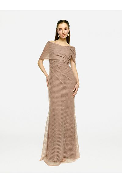 House of Moda By Styli Embellished Mesh Off Shoulder Maxi Dress