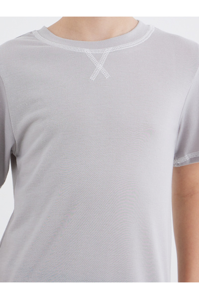 Styli Boys Grey Overlock Seam T-Shirt and Pyjama Set