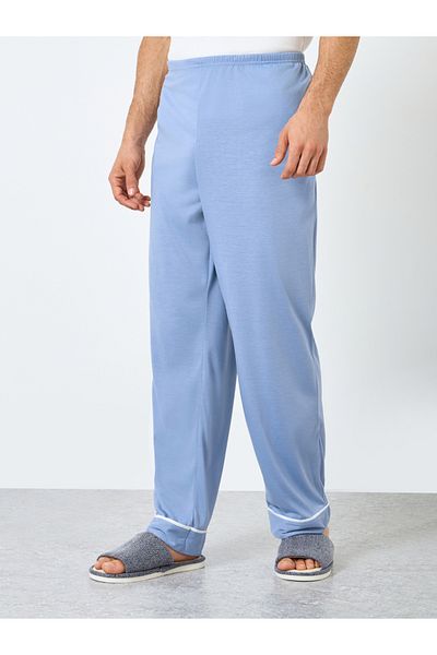 Styli Navy Blue Solid Pyjama with Contrast Piping Detail