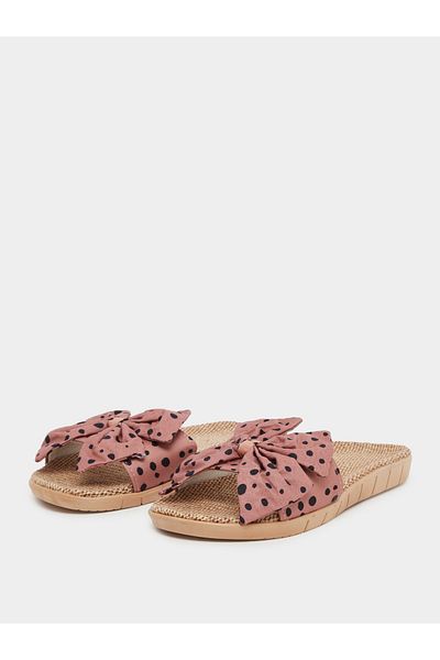 Take Two By Styli Polka Dot Print Bow Detail Flat Sandals