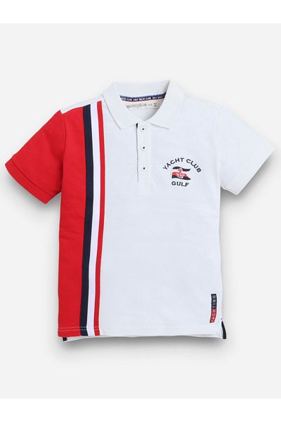 Victor and Jane By Styli Boys Color Block Polo T-Shirt with Embroidered Detail