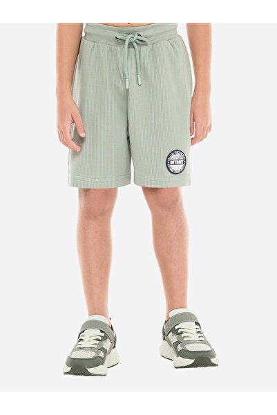 Victor and Jane By Styli Boys Olive Cotton Knit T-Shirt and Shorts Set