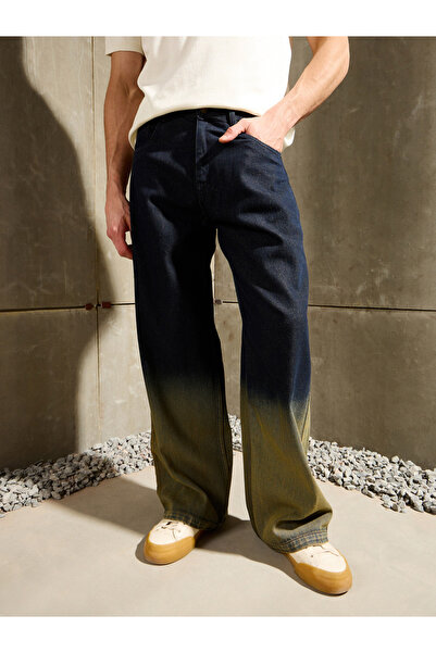 Mascln Sassafras By Styli Men Blue Mid Rise Ombre Wide Leg Jeans