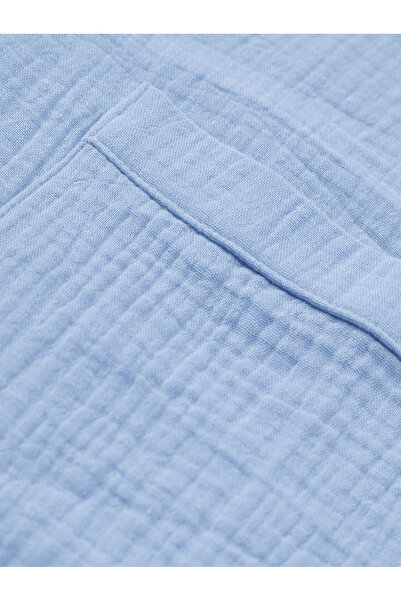 Styli Men Blue Resort Collar Shirt with Patch Pocket