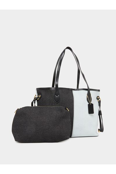 Styli Color Block Shoulder Bag and Pouch Set