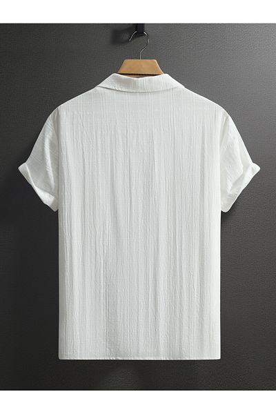 Styli Men White Textured Buttoned Regular Fit Shirt