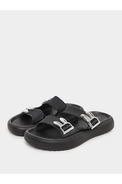Take Two By Styli Double Buckle Detail Slip On Slippers