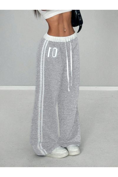 Styli Women Grey Side Striped Drawstring Waist Joggers