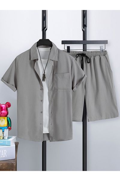 Styli Solid Pocket Detail Shirt and Shorts Co-Ords