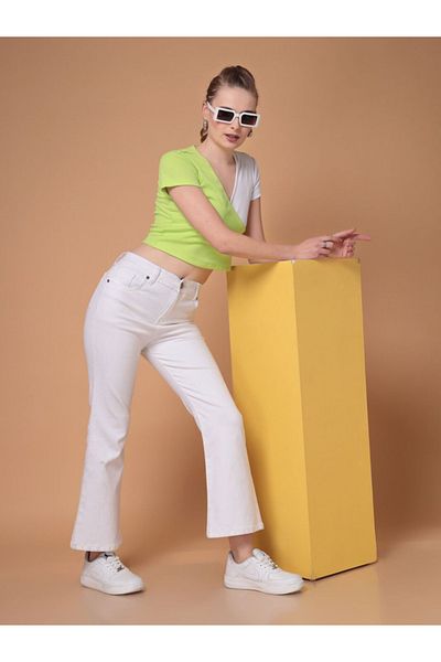 Freehand By Styli Color Block Ribbed Fitted Top