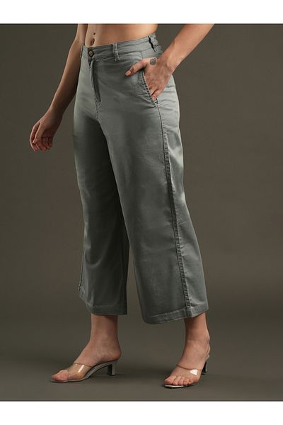 Globus By Styli Satin Stretchable Mid-Rise Relaxed Fit Trousers