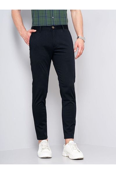 British Club By Styli Men Black Sim Fit Flat-Front Chinos