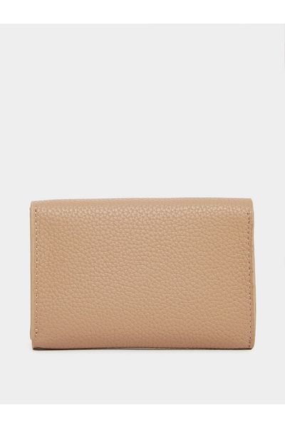 Styli Women Beige Textured Twist Lock Wallet