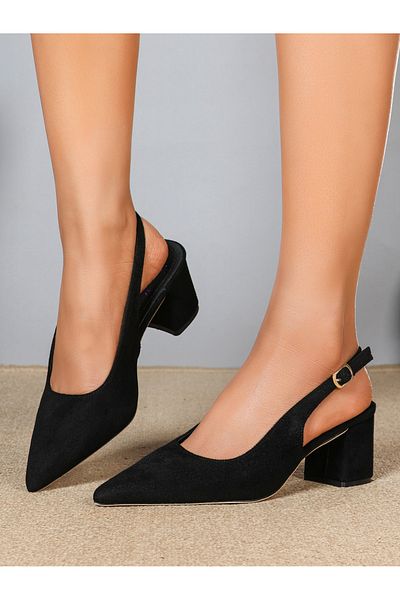 Sneak-a-Peek By Styli Slingback Pointed Toe Block Heel Pumps