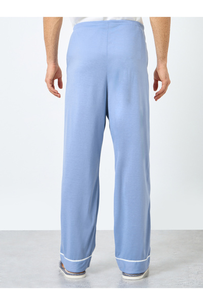 Styli Navy Blue Solid Pyjama with Contrast Piping Detail