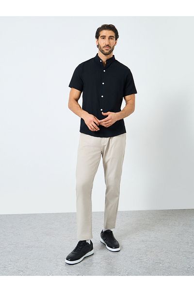 Styli Black Graphic Print Mandarin Collar Buttoned Shirt