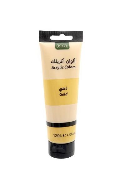 Roco طلاء أكريليك ملون – ذهبي، 120 مل